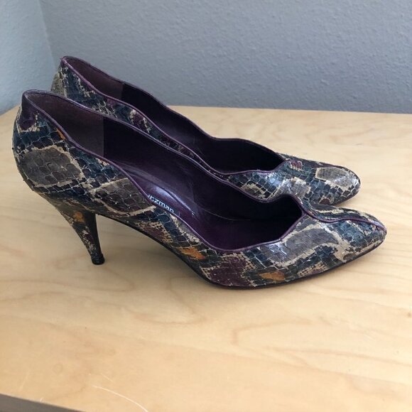 Vintage STUART WEITZMAN for MR. SEYMOUR Snakeskin Pointed Toe Pumps Office Siren - Picture 10 of 12